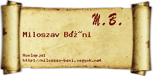 Miloszav Béni névjegykártya